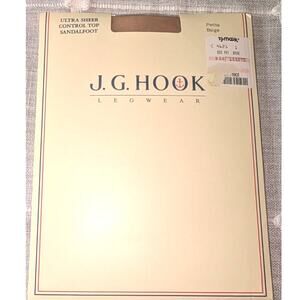 NWT J.G. Hook Ultra Sheer Control Top Sandalfoot Pantyhose Nylons Beige Petite